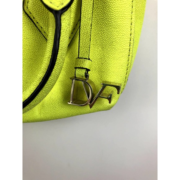 DIANE VON FURSTENBERG Voyage Itsy Double Zip Caviar Mini Satchel in Chartreuse - Picture 8 of 13